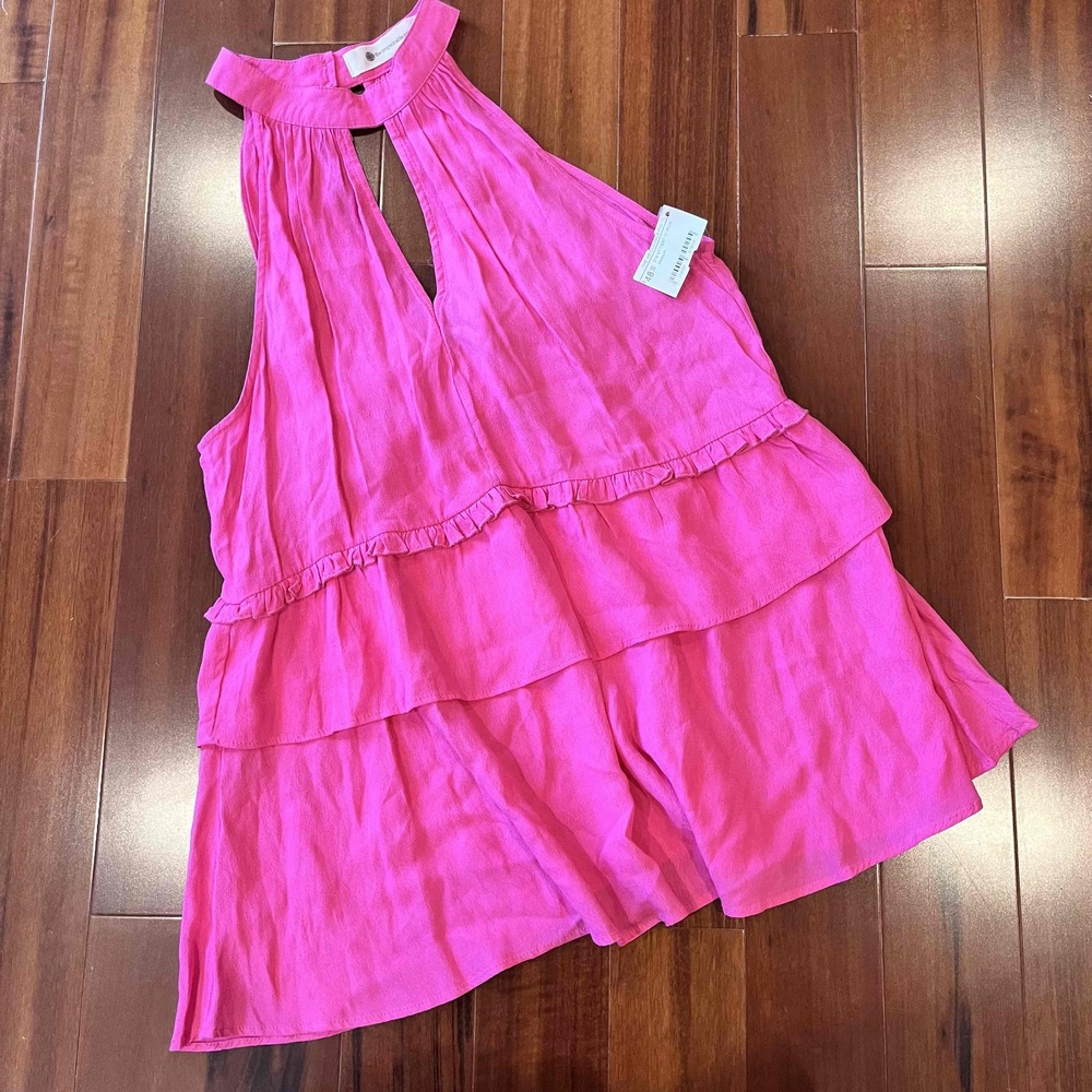 The Impeccable Pig Pink Dress Keyhole Neckline‎ Layered Sleeveless Size Medium